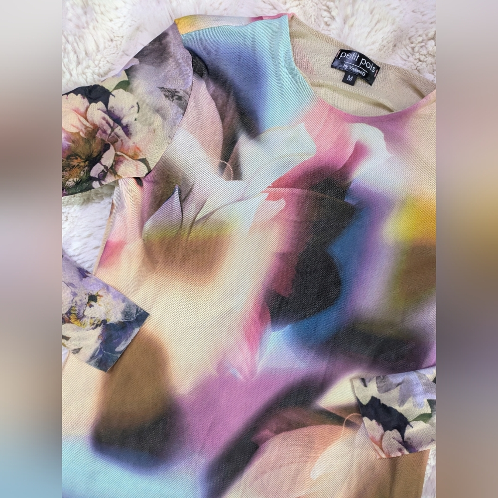 Vintage Petite Pois Mesh AOP Floral Blouse - Picture 14 of 15